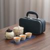 Ru Kiln Travel Tea Set Outdoor Portable Ceramic Fast Cup with Teapot Teapot Tea Can Leather Bag Business Gift