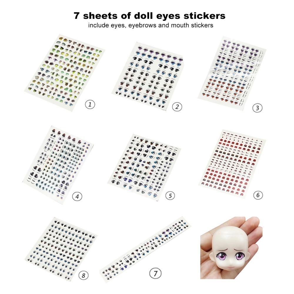 

7pcs Self Adhesive Doll Eye Paster Colorful Doll Mouth Stickers Water Eye Stickers Clay Accessories