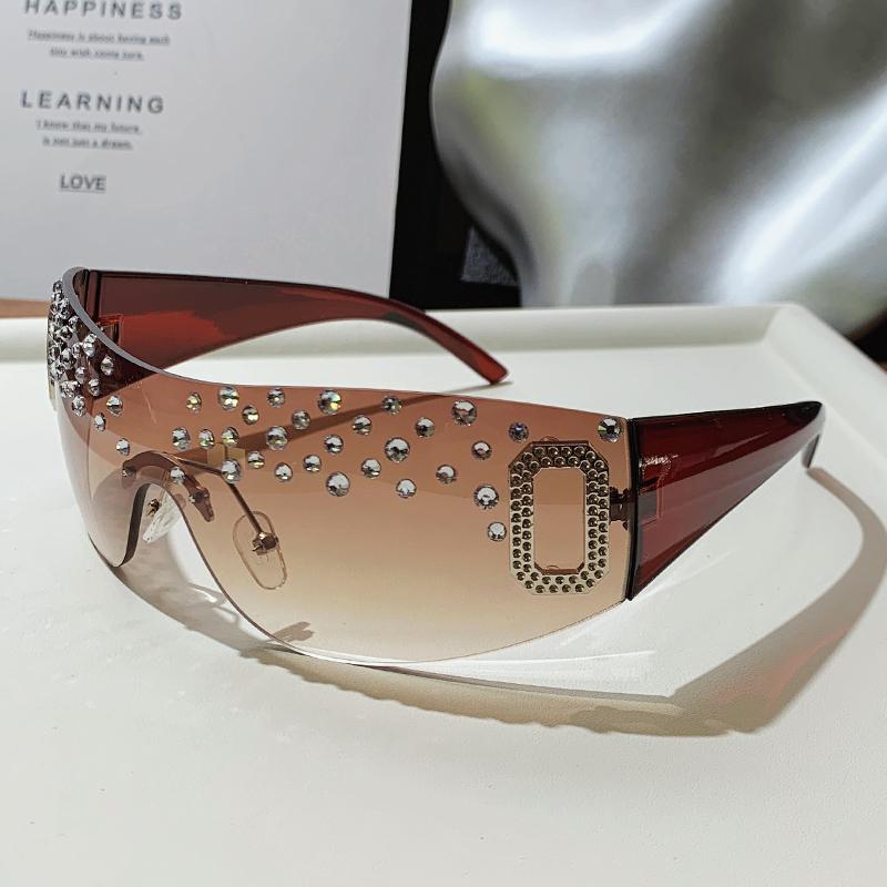New Fashion Handmade Diamond Women s Large Frame Sunglasses Without Borders Diamond Sunglasses Fashion Box Sunglasses 81043-1