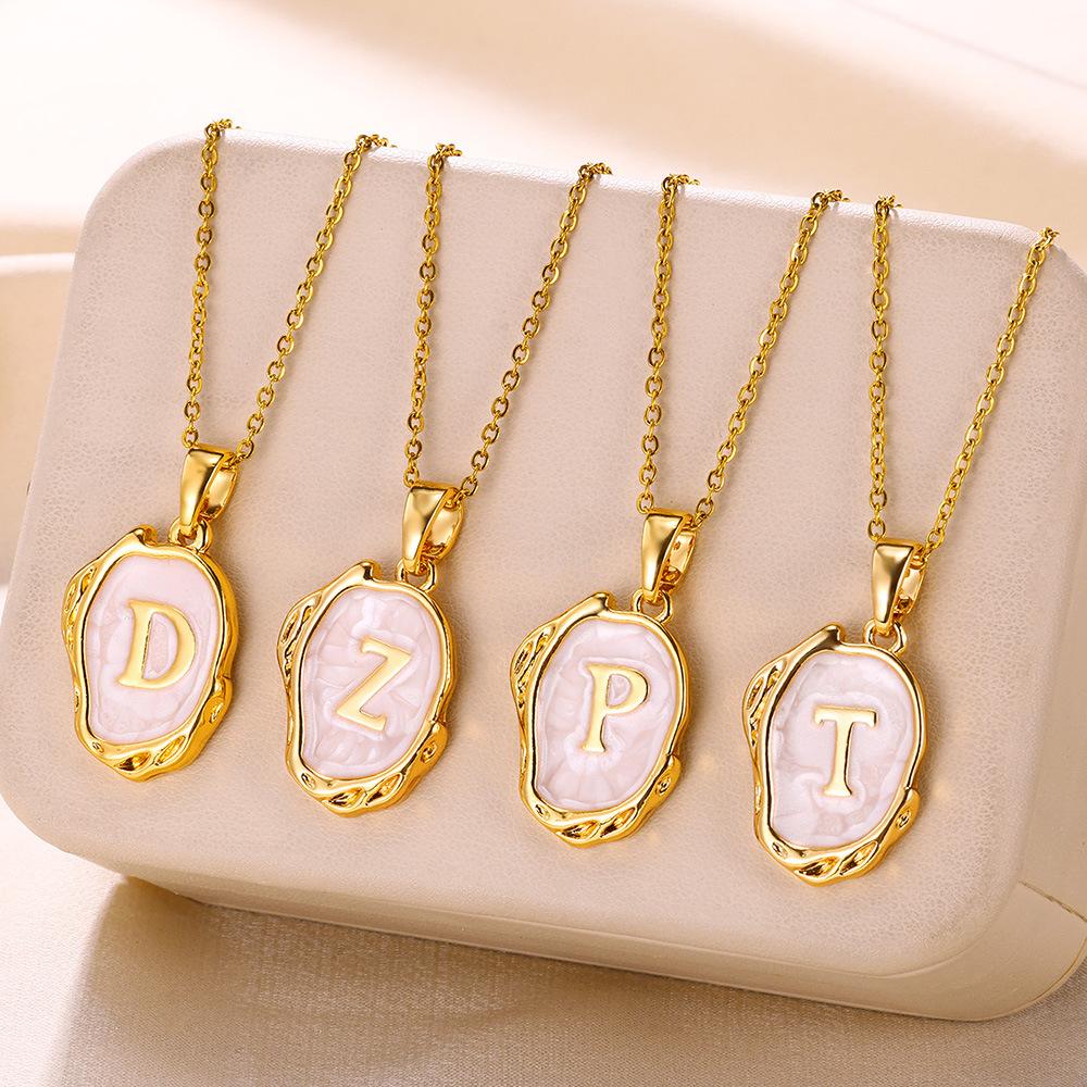 26 Letter Irregular Pendant Ladies 18K Gold-plated Letter Necklace Dating Birthday Gift