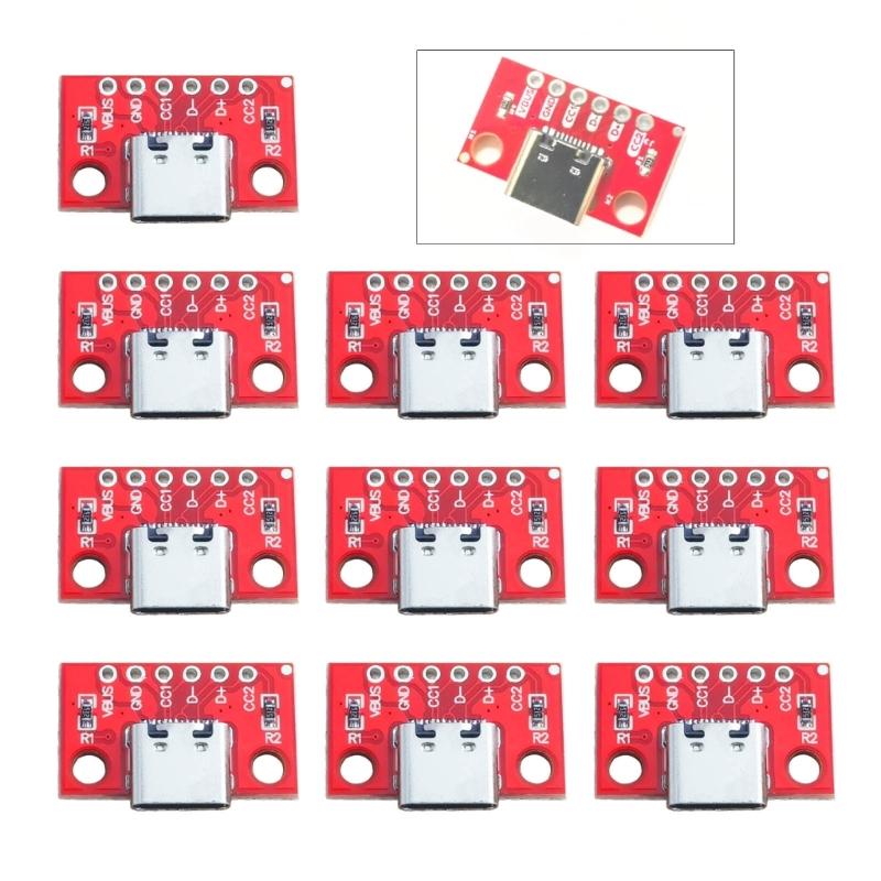 10Pcs Type C Female Test Board USB3.1 16P to 2.54 High Current Power Adapters Board Module Data Transfer for Engineers