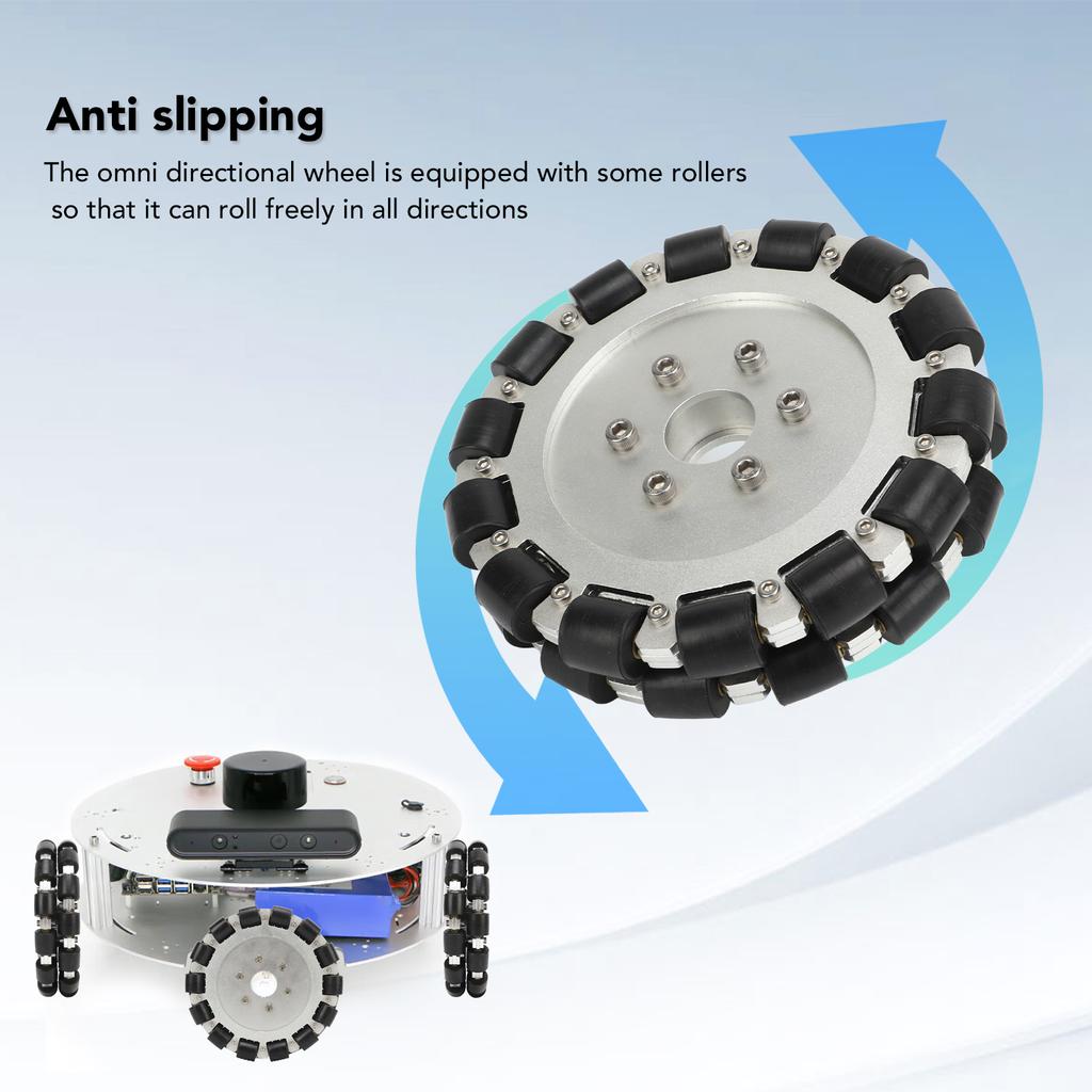 152mm Omni Wheel Rubber Aluminum Alloy 360 Degree Rotation Double Row Wheel for Mobile Robot Upgrade Black and Silver