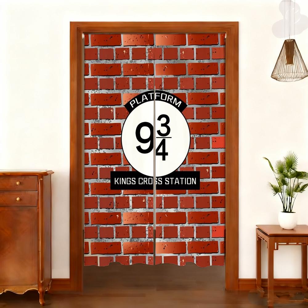Harryy Potters 9 3/4 Train Platform Brick Wall Photography Backdrop Magic School Door Hanging Banner Half-Curtain Baby Portrait