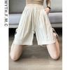 Hot Season Ice Silk Sports Shorts for Women, Large Size Summer Thin Style, High Waist, Slim and Versatile Five-point Wide-leg Medium Pants