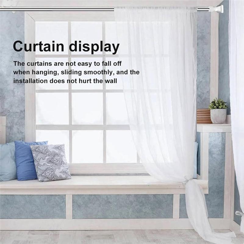 A96K-Punch-Free Telescopic Clothing Rod Extendable Stainless Iron Curtain Pole Easy Installation For Diy Space