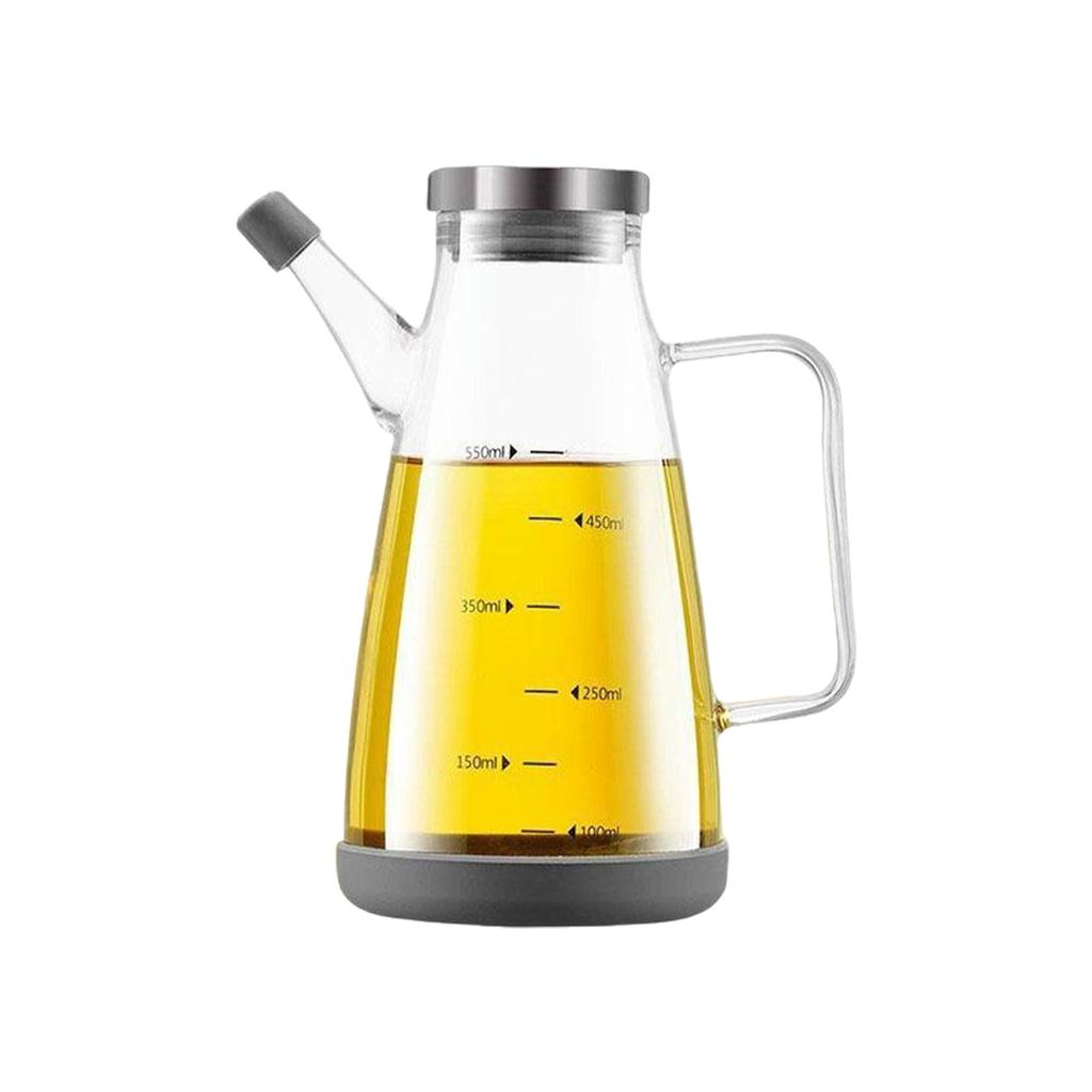550/750/1000ml Große High-Borosilikatglas-Ölflasche für Speiseöl und Essig Spender Karaffe mit rutschfester Silikonbasis
