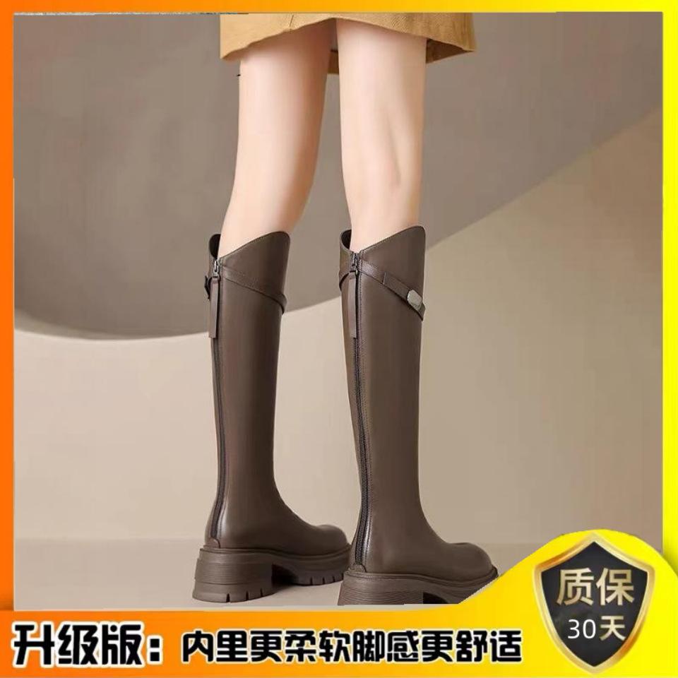 

Soft Leather Edition~ Brown Boots Boots Women s Spring and Autumn 2025 Women s Boots High Boots Thick Soles Height Boots Knight Boots 40