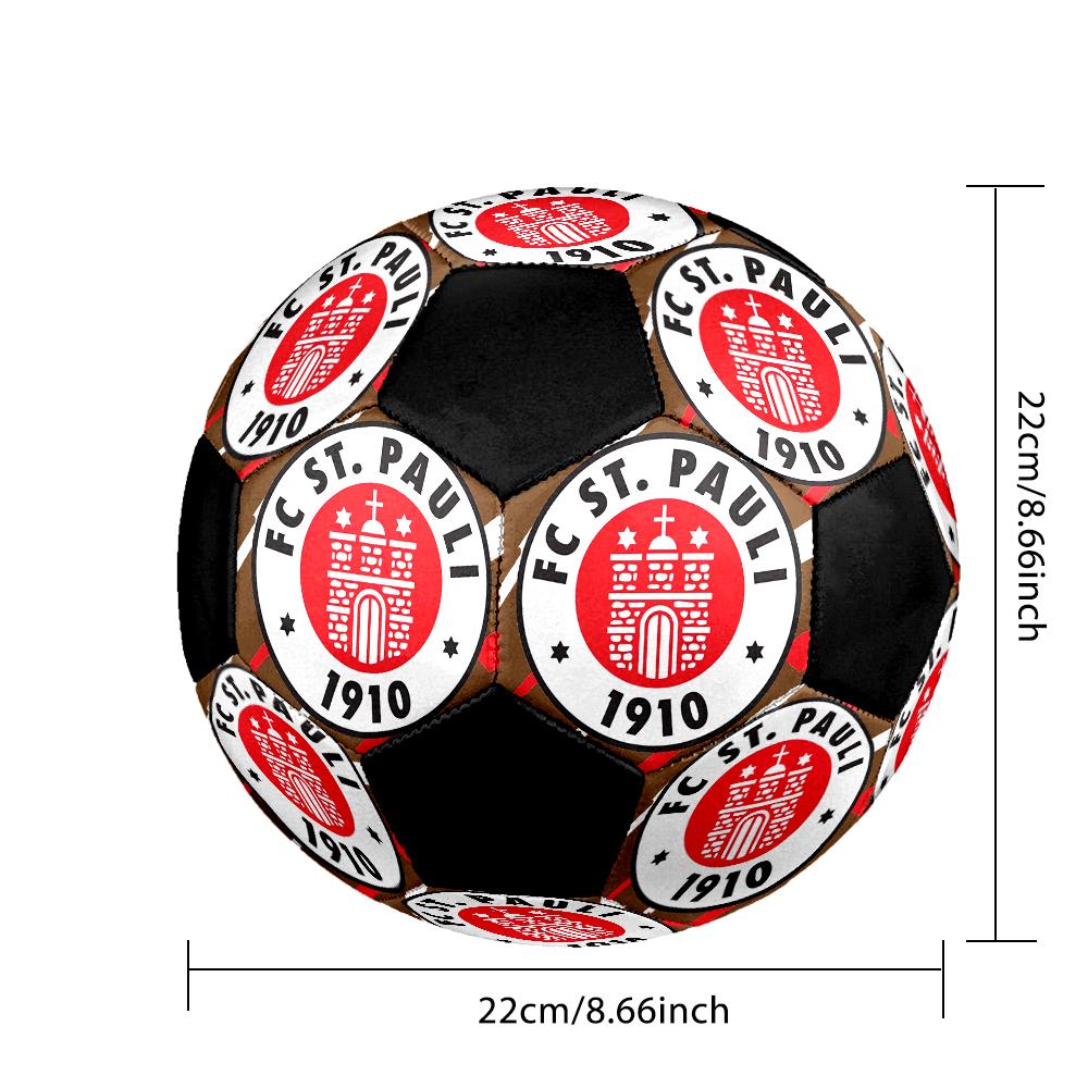St. Pallone da Calcio a 5 Pauli FC Colorato Cucito a Macchina PVC Misura 5 Pronto per Allenamento di Squadra e Competizione Durevole Rimbalzo Elevato Fantastico Regalo Sportivo