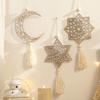 Handmade Moon Star Hollow Mesh Wall Decor Wooden Handicraft Pendant  Ramadan Celebration