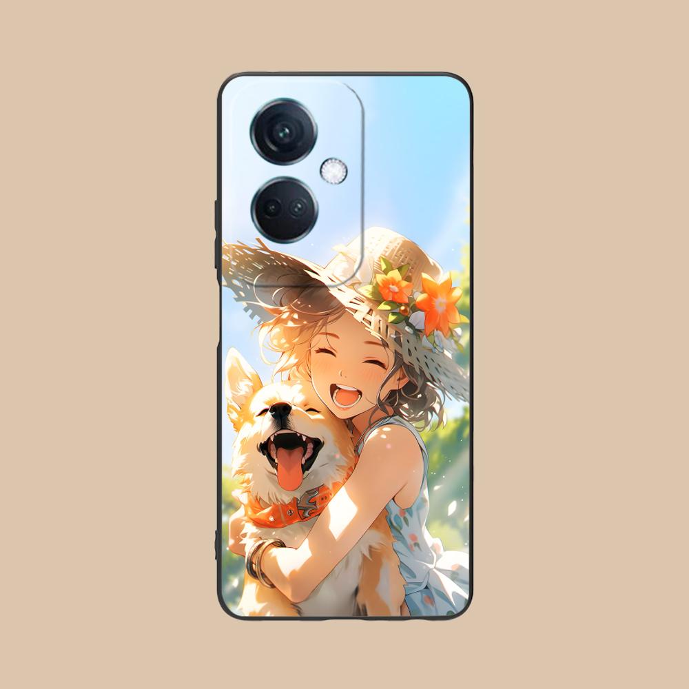 Girl Dog Puppy Matte TPU Mobile Phone Case for OPPO Reno 14 13 12 11 10 9 8 7 6 5 F T Pro 5G Colorful Printing Cover