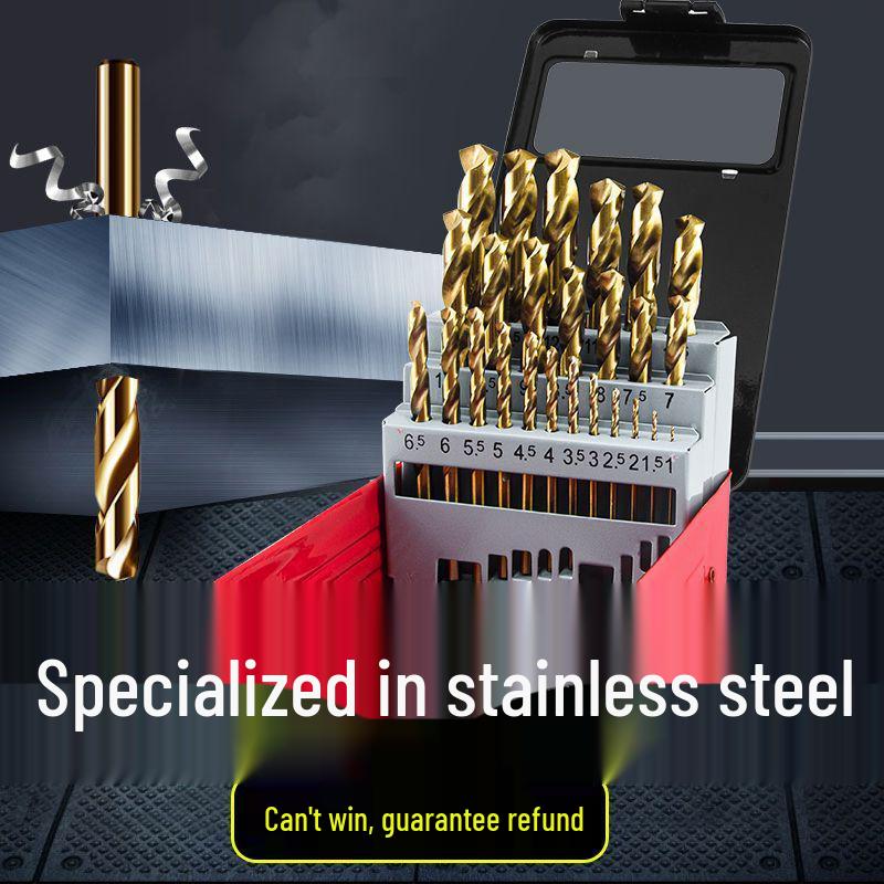Stainless Steel Twist Drill Bit Set for Metal and Aluminum, Super Hard, Hand Drill, Straight Shank, Sizes 1-10.
