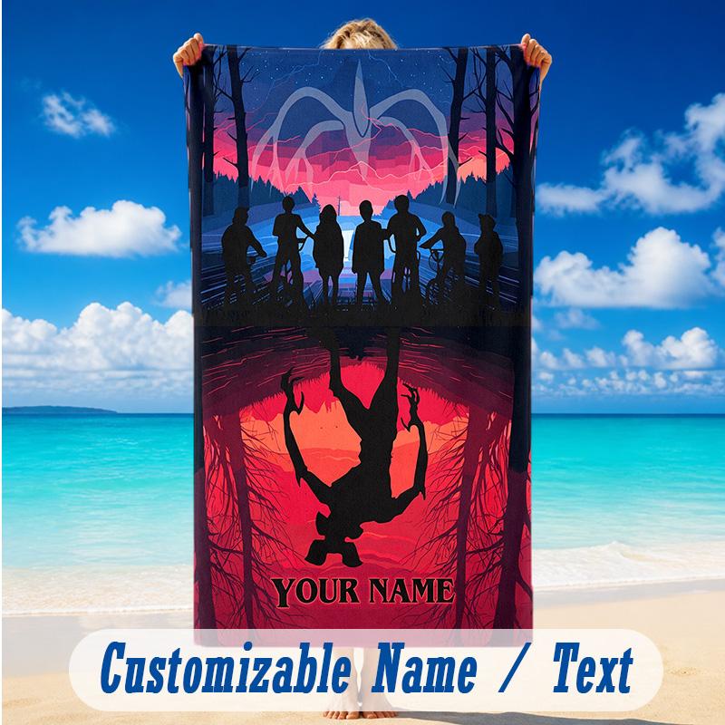 Beach Towel Custom Name Text, Quick Dry Large Towel For Beach HomeStranger Things