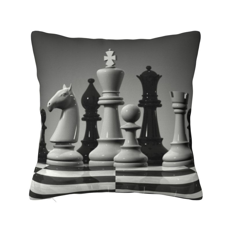 Custom Chess Club Seven Cushion Cover 45x45cm Chessboard Game Chess Piece Soft Modern Pillows for Sofa