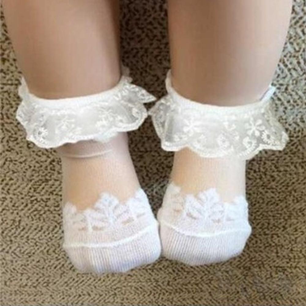 Adorable Baby Socks Lace Floral Design Non-Slip Cotton Toddler Socks for Newborns Unisex 0-5 Years Old
