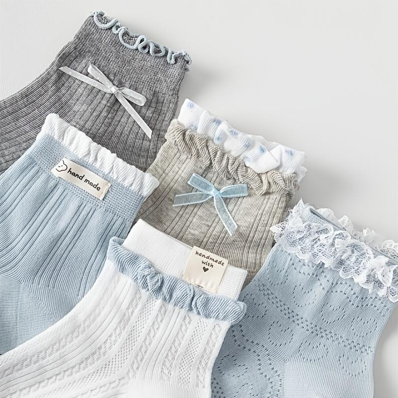 5Pairs Women s Socks Sweet Style Cute Lace Trim Short Socks Summer Thin Short Tube Ballet JK Style Socks 5pairs