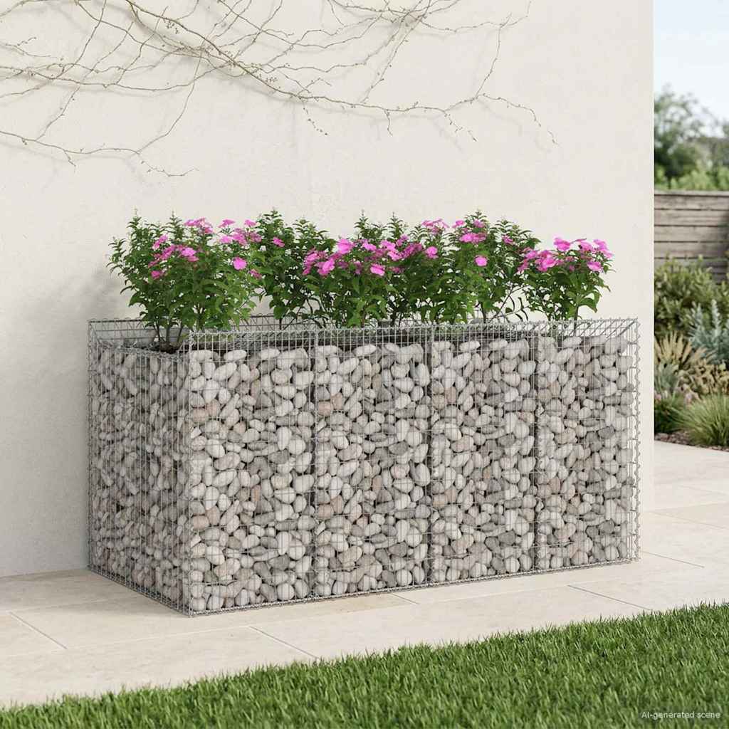 Gabion Raised Bed Set 2 Pcs Silver