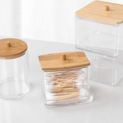 Çubukla Organizatör Şeffaf Günlük Kullanım Plastik makyaj pamuğu Kavanoz Banyo saklama kutusu Kullanışlı Düzenli Tutmak Yeniden Kullanılabilir