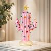 Resin Tabletop Decor for Home Vintage Lighted Cactus Christmas Tree, Saguaro with Bulbs & Golden Colorful Crystal Lamp Display Star Topper,