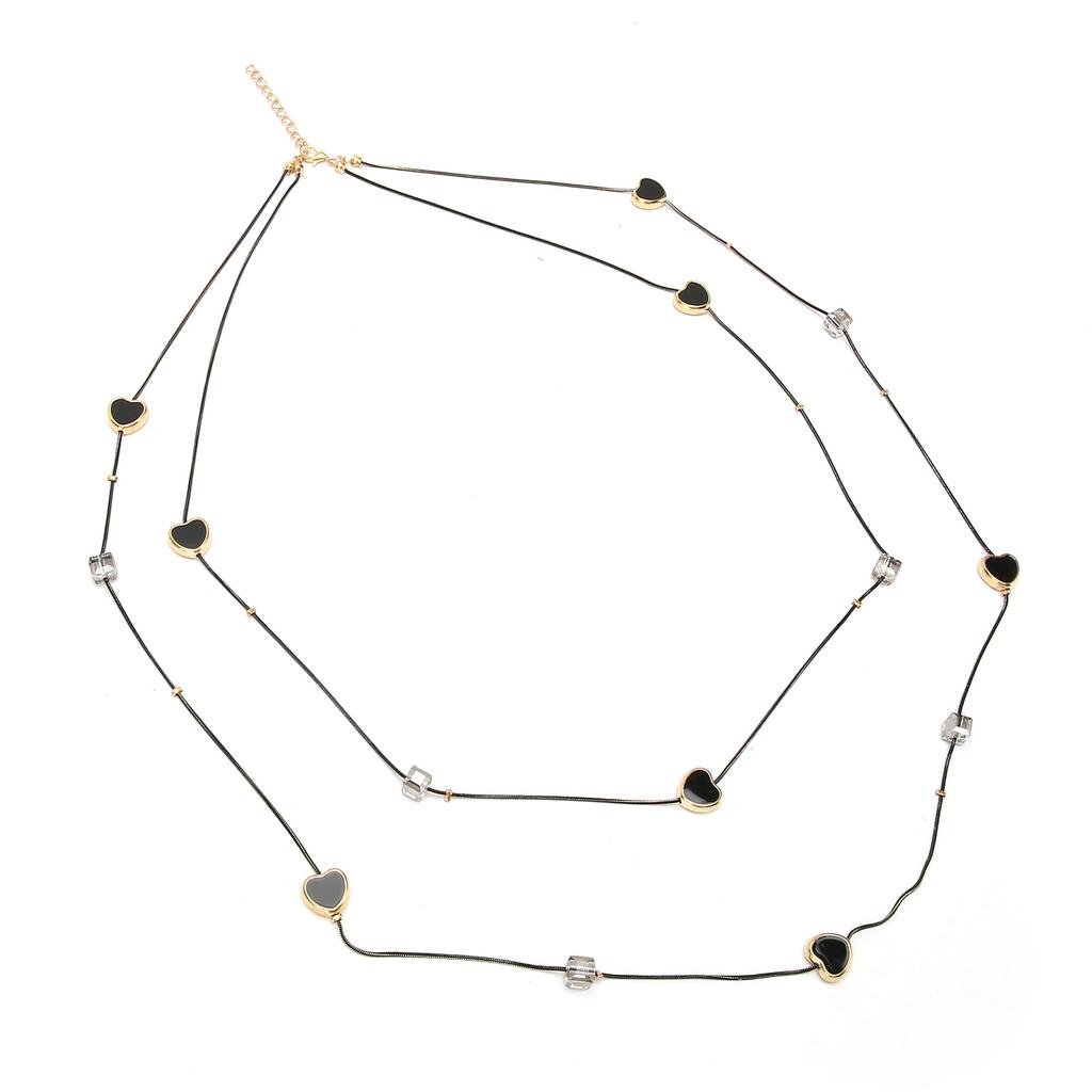 Fashion Layered Long Necklace Heart Pendant Zinc Alloy Double Layer Necklace for Women Girls