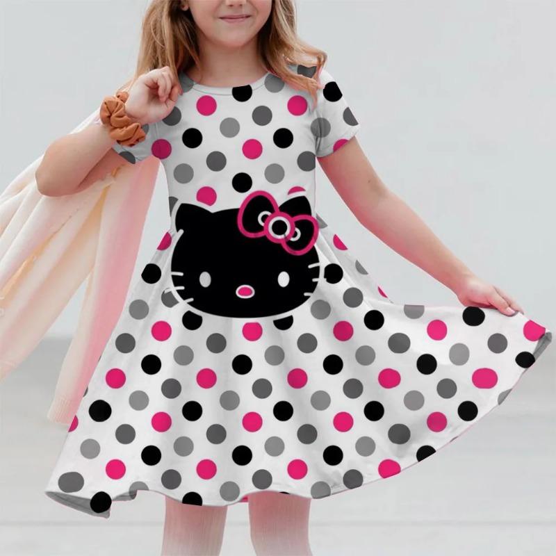 Sanrio Summer Fashion Polyester Lightweight Cartoon Cute Series 3D Hello Kitty Printed Girl's