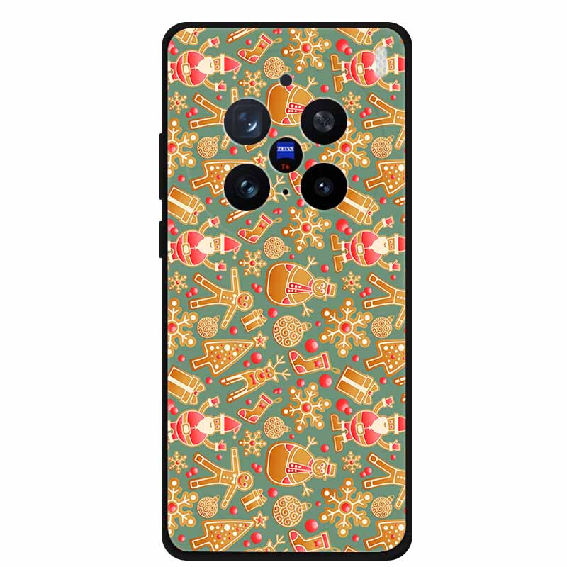Christmas Cover For Vivo X200 Pro 6.78"Black Silicone Case For vivo X200 Pro mini 6.31" TPU Santa Claus ChristmasTree Back Cover