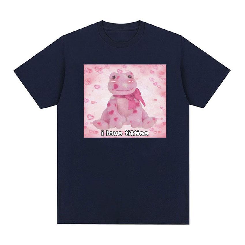 

Футболка с забавным рисунком «I Love Titties Frog» для мужчин и женщин, милая одежда с круглым вырезом, футболки, топы, повседневная футболка большого размера из 100% хлопка