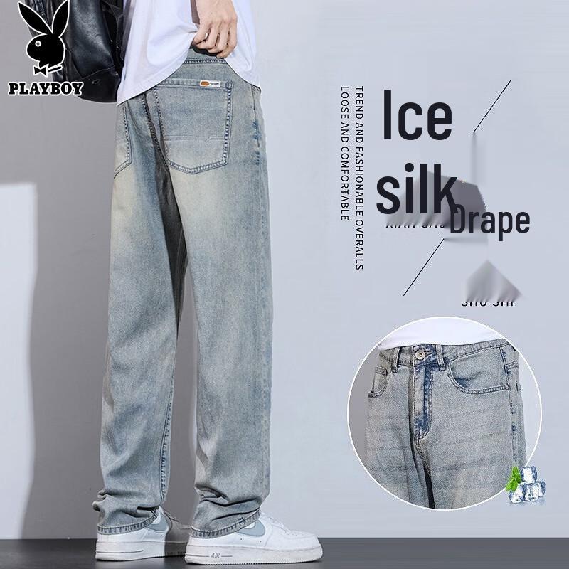 Playboy Men s Ice Silk Loose Straight Jeans
