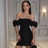 European and American style tube top one-word shoulder dress mini party dress, autumn new hip skirt
