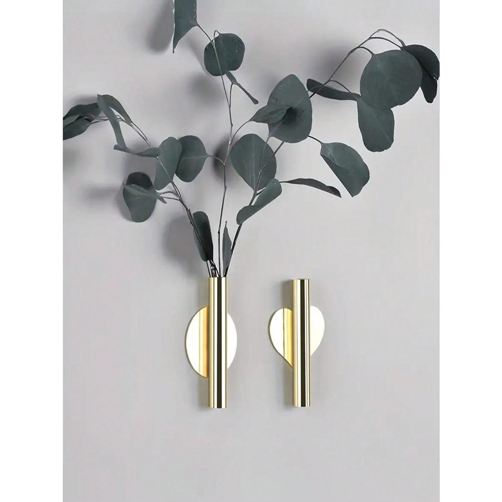 1pc Creative Wall Flower Vase - Comes With Adhesive, Round Sticker Paper + Rubber Plug, Easy DIY Decoration For Living Room, Bedroom, Bathroom