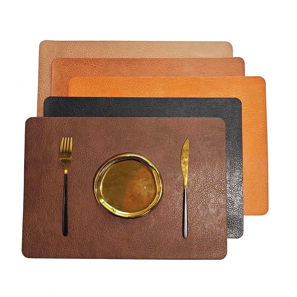 

Двухслойный кожаный коврик для посуды, твердый коврик для декора стола, коврик для стола в помещении и на открытом воздухе L бежевый