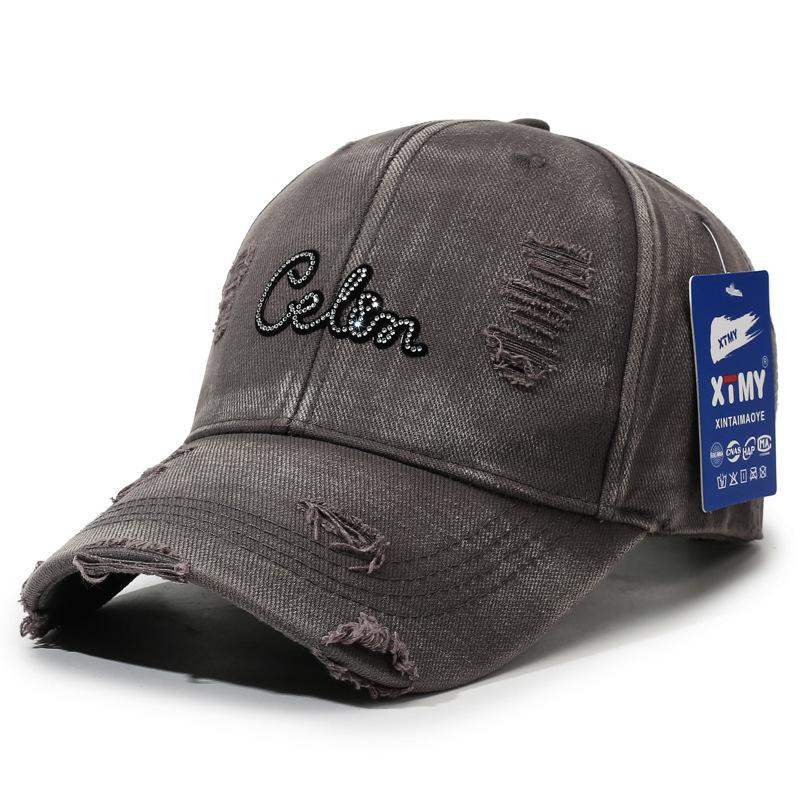 Distressed Baseball Cap Women Unisex Trendy Embroidered Letter Sun Visor Dad Hat