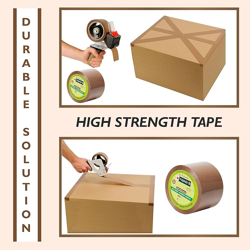 

YAJNAS 48mm x 35 Meters, Pack of 5, Brown BOPP Tape Self Adhesive High-Strength Packing Tape Rolls, Packaging Tape | Bro коричневый