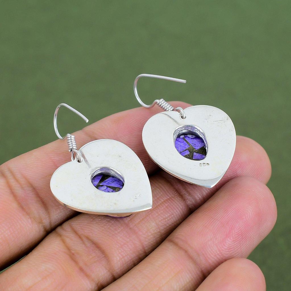 Copper Charoite Earring 925 Sterling Silver Earring Handmade Earring Natural Gemstone Earrings Charoite Jewelry Drop Earring Engagement Gift