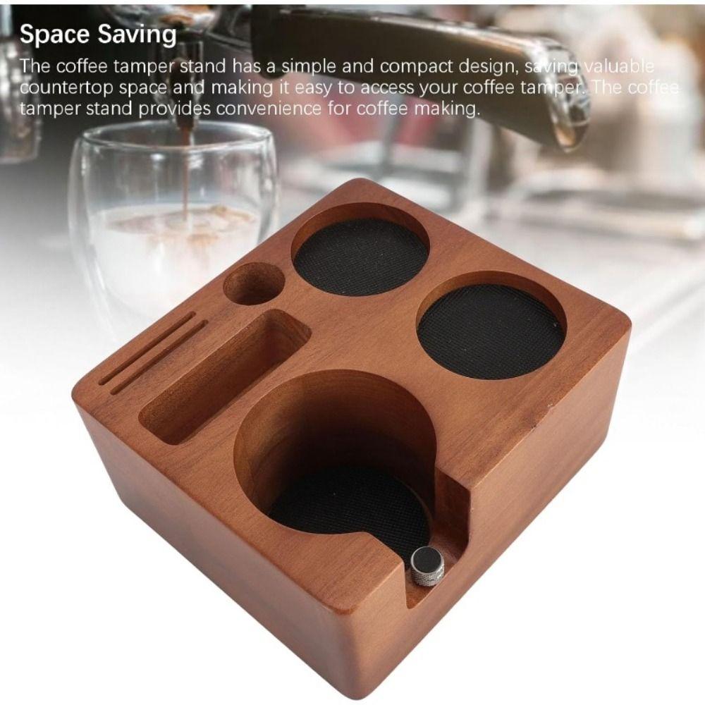 51/54/58mm Espresso Tamping Station Wooden Adjustable Coffee Tamper Stand Square Coffee Tamper Holder