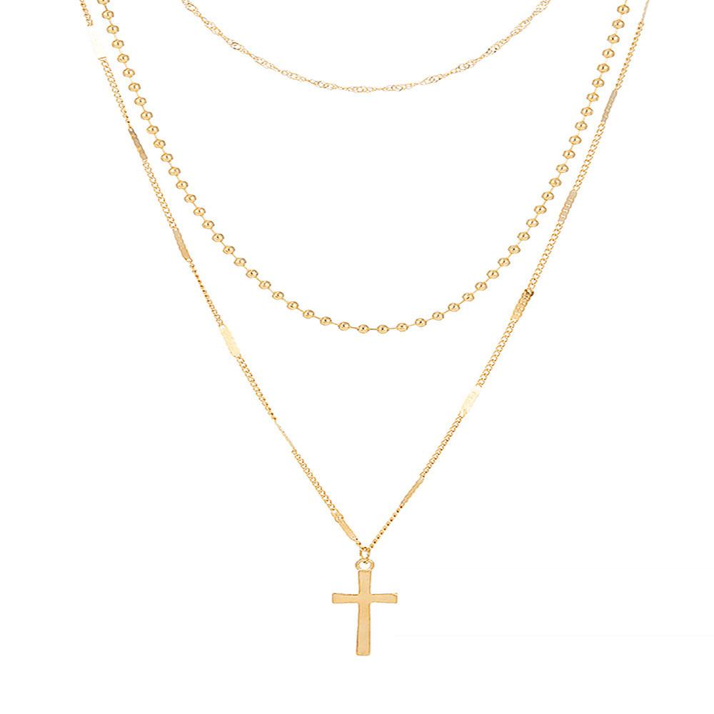 Stylish Alloy Cross Pendant Necklace In Trendy Gold And Silver For Fashion Womens