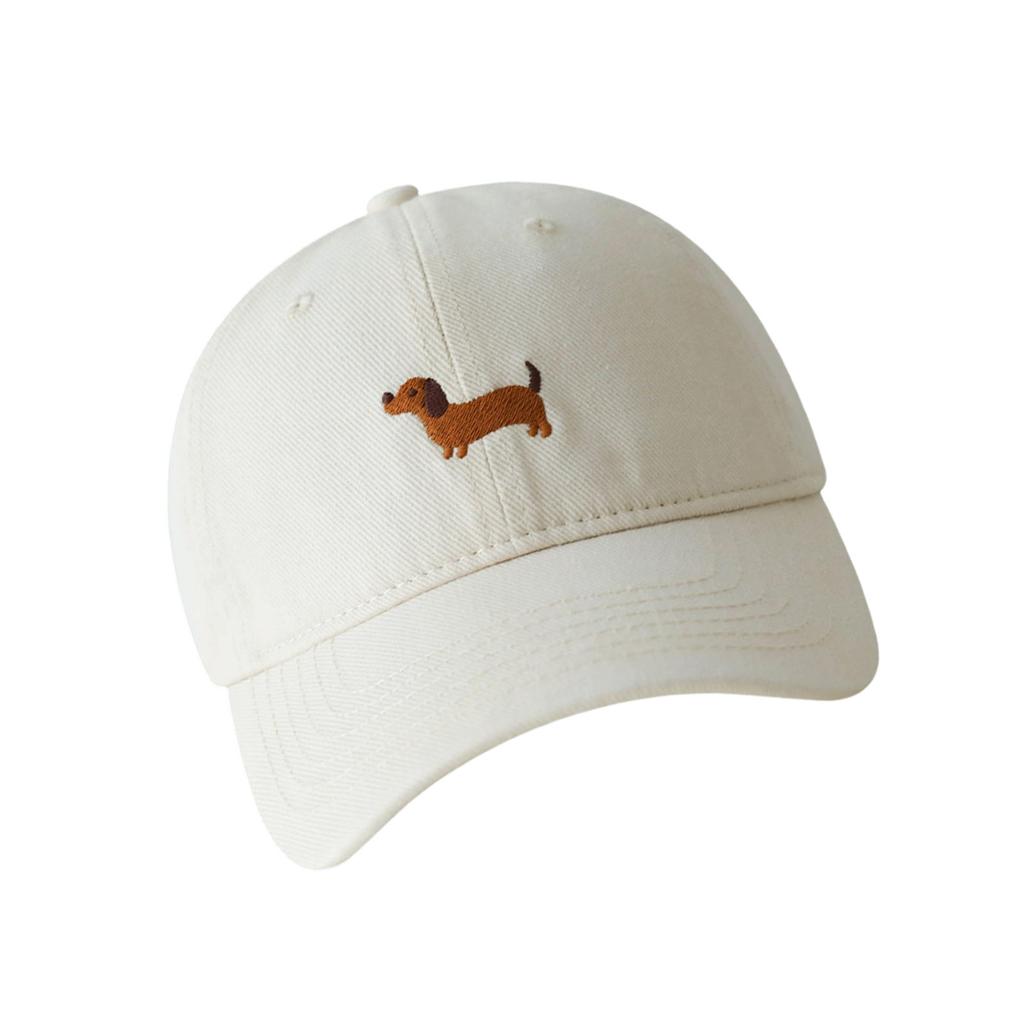 Cartoon Puppy Stitched Cotton Hat Lightweight Adjustable Closure Unisex Fashion Headwear 6 Colors
