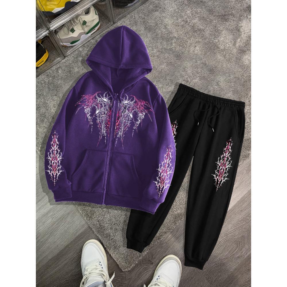

Gothic Dark Printed Men s Street Casual Suit, a Must Have for Fashionable Men XXL фіолетовий
