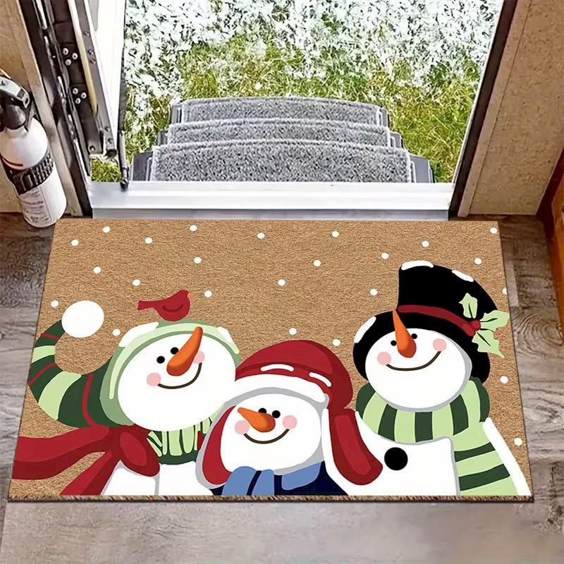 Cartoon Santa Claus Snowman Carpet, Anti Slip And Absorbent Floor Mat, Indoor And Outdoor Holiday Home Decoration