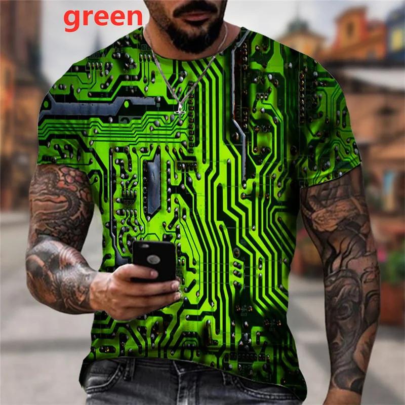 Funny CPU Processor Circuit Diagram Men's T-shirts Cool Designs 3D Electronic Chip Motherboard Mainboard Printing T-shirt