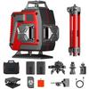 4D Laser Level with Remote Control, 4x360 Rotation, 16-Line Level, 4800mAh Rechargeable Battery, Rotating Base, 30-Meter Work Range, for Construction