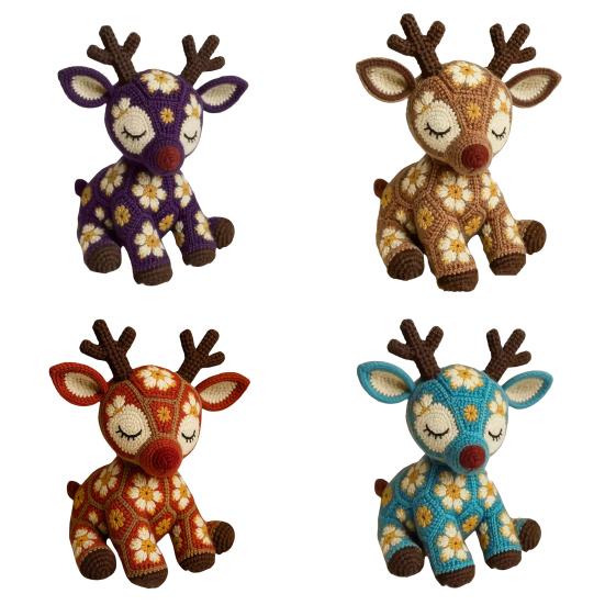 Flower Reindeer Crochet Kit Beginners Crochet Reindeer Doll DIY Kit Crochet Animal Starter Kit