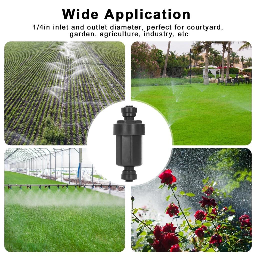1/4in Irrigation Filter With Stainless Steel Strainer Quick Connect Filtration System Black