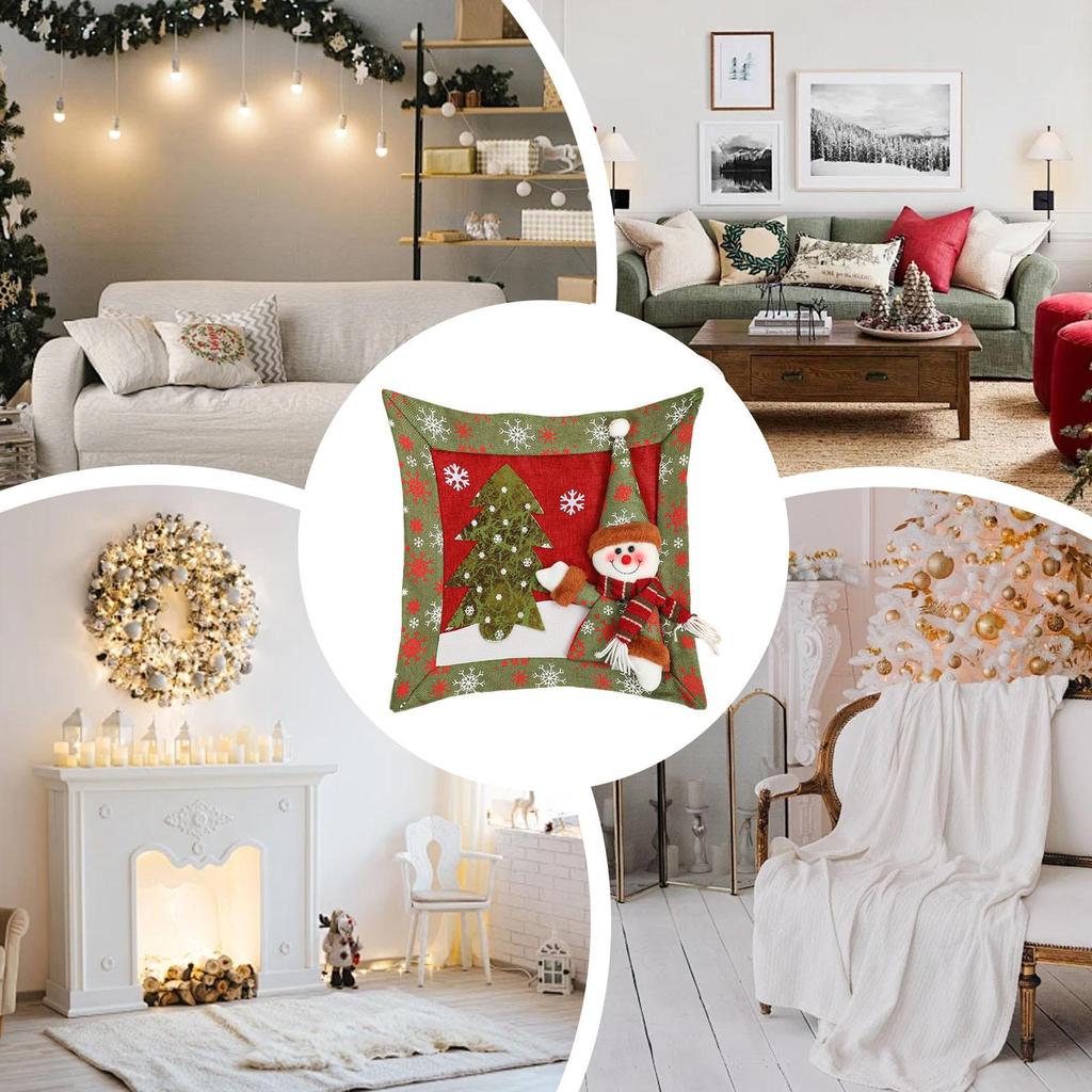 Christmas Pillow Covers 15x15Inch Christmas Theme Soft Pillowcase Cushion Covers With Tree And Snowflake Design For Home Living