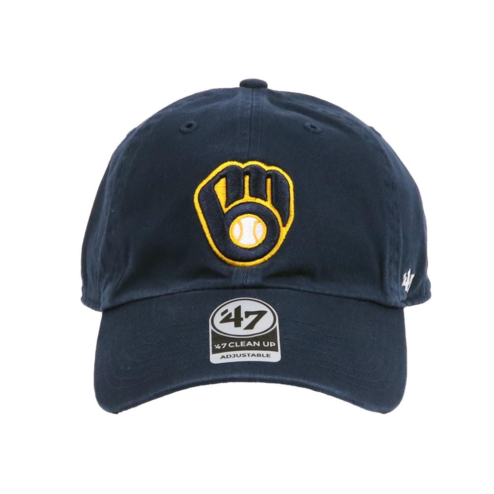 47 Brand Cap Clean Up Low Cap MLB Milwaukee Brewers Navy Unisex Women's B-RGW13GWS-NYH