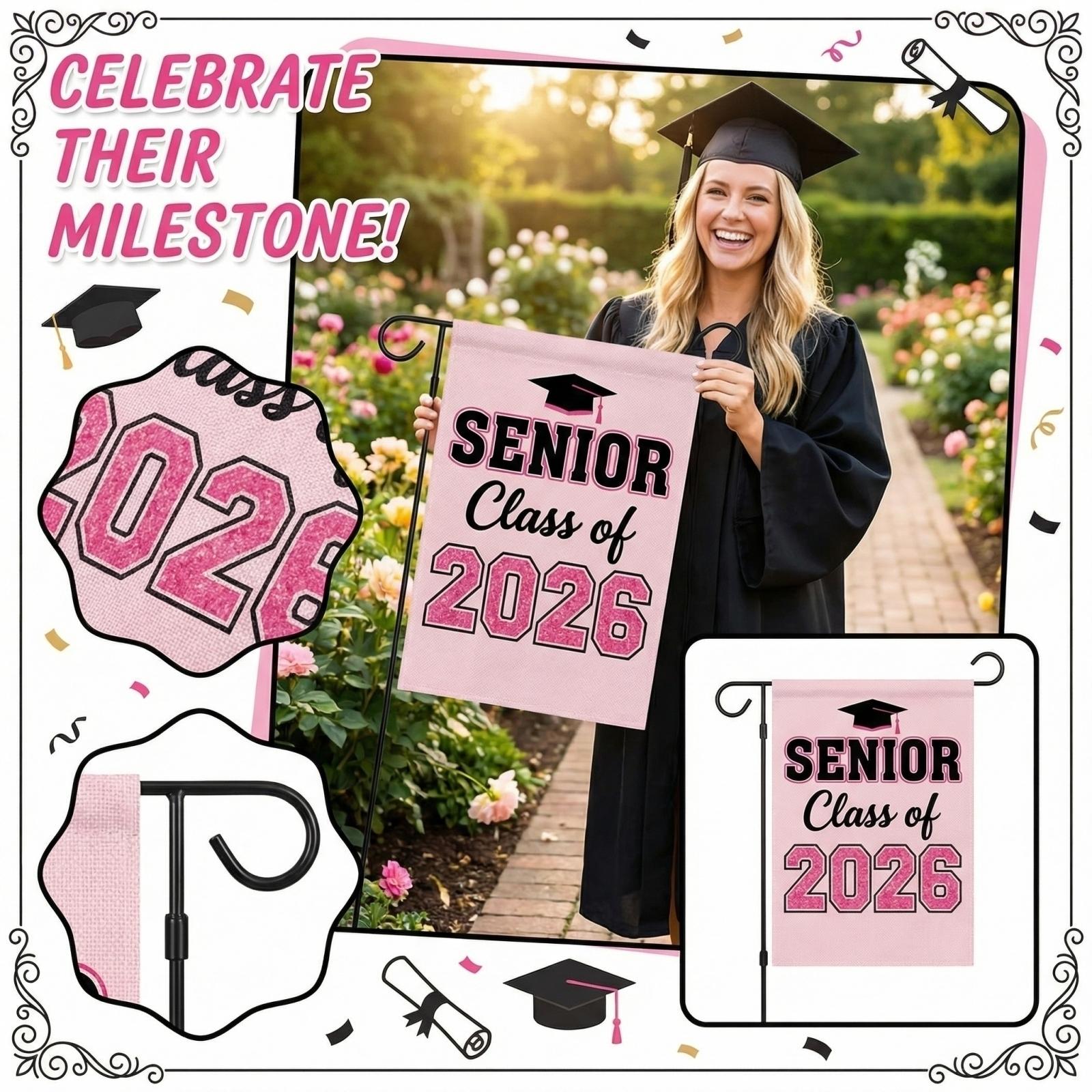 Graduation Garden Flags, Campus Graduation Party Decorations, Hanging Flags, Garden Flags One Size