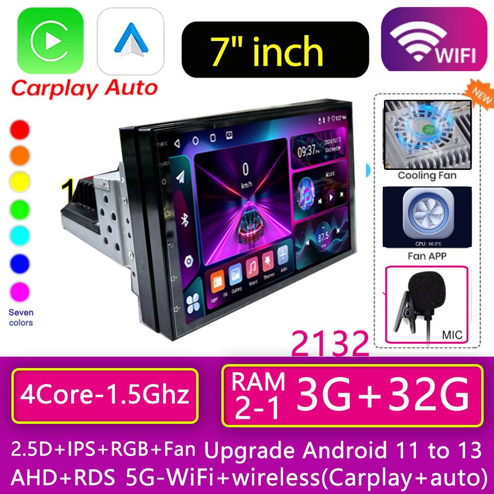 Wireless Carplay 1din Android 13 Car Radio Multimedia Video Player Universal  1 Din 7/9/10 Inch AutoRadio GPS Navigation WiFi