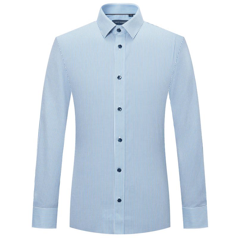 SAINT ANGELO Men's Business Casual Striped Long Sleeve Shirt