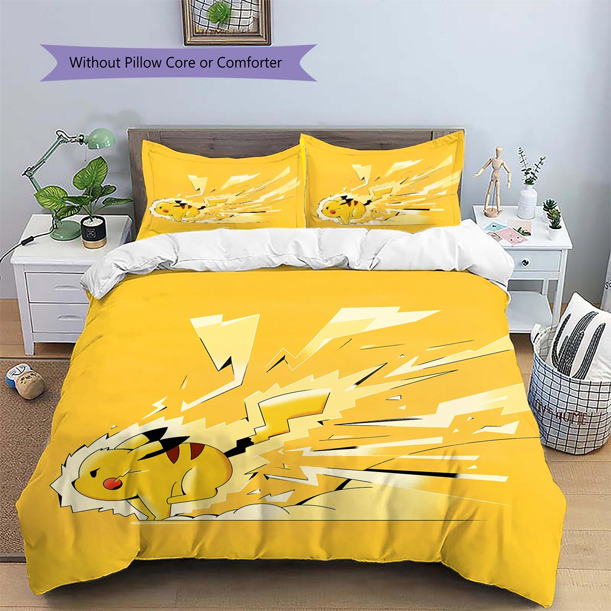

Pikachu Art Illustration Bedding Set, Soft Tone Bedroom Decoration, Elegant Fan Home Gift.chl 135x200cm