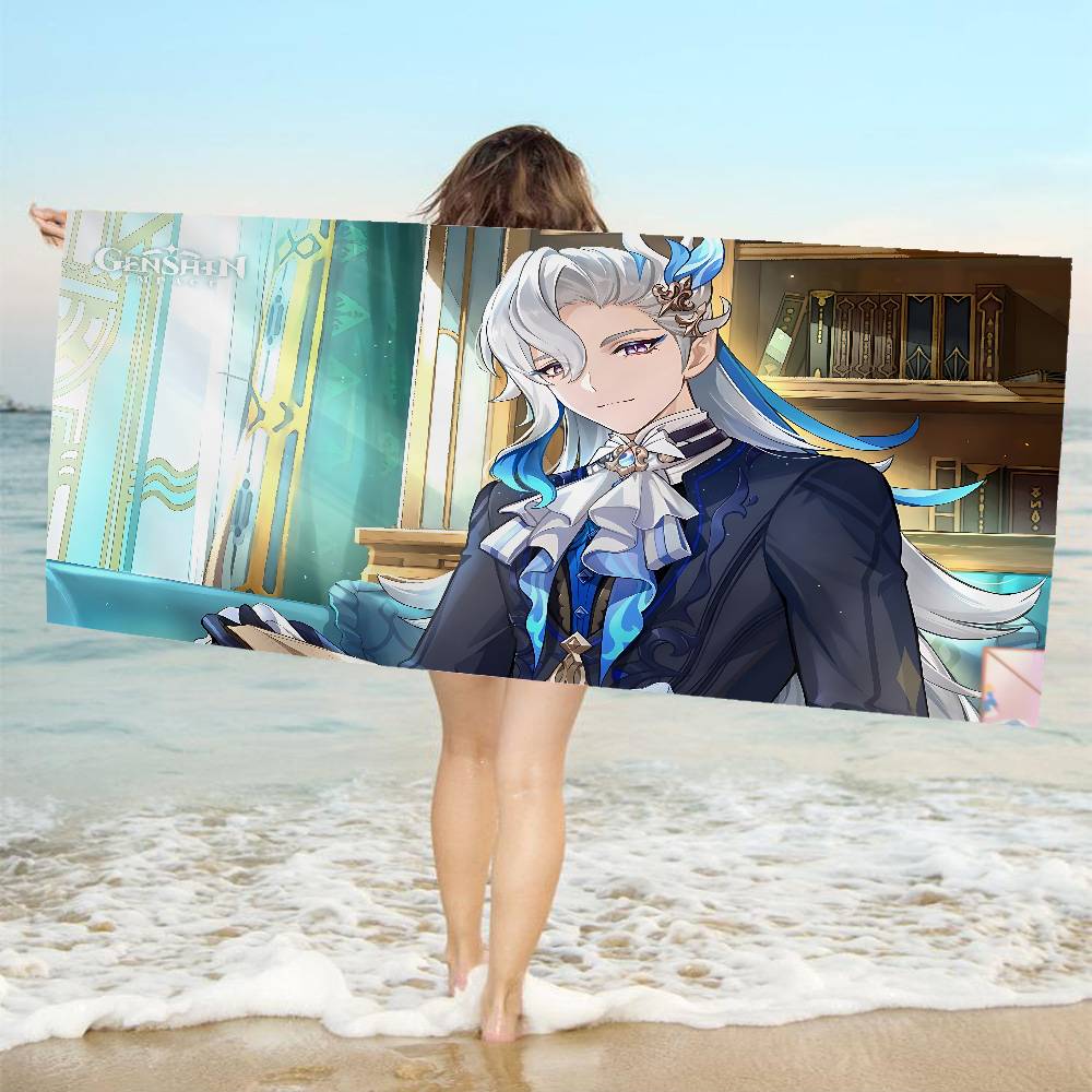 Genshin Impact Neuvillette Microfiber Printed Beach Towel Mountain Climbing Yoga Beach Swimming Running Absorbent Soft Towel