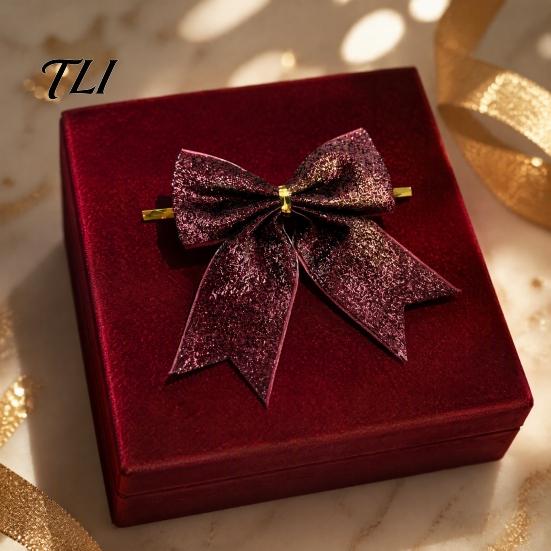 Gold Powder Bow Ties for Gifts Glitter Christmas Bow, Sparkling Ribbon Hanging Ornament Durable Ornaments Trees Tree Wreath Gift Box, Festive